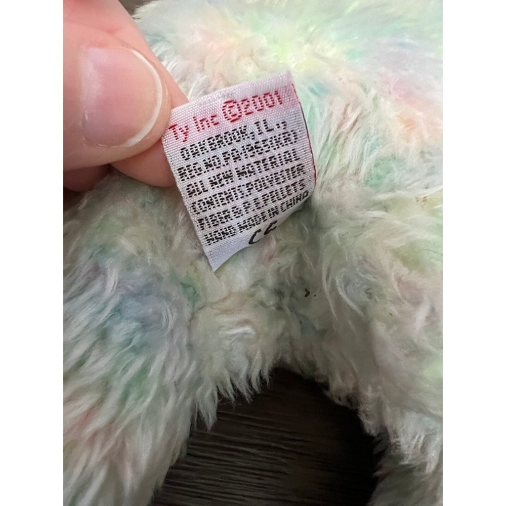 Vintage 2001 Ty Beanie Buddy TyLux Gumdrop the Multicolor Bear Pastel Plush Toy - Picture 7 of 8